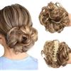 Generic Extension per chignon da donna, capelli sintetici ondulati e ricci, clip per extension per chignon, per un volume dall'aspetto naturale (E)