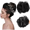 Generic Extension per chignon da donna, capelli sintetici ondulati e ricci, clip per extension per chignon, per un volume dall'aspetto naturale (A)