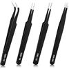 WYTNB Set di pinzette di precisione, set di 4 pinzette curve non magnetiche, pinzette antistatiche in acciaio inossidabile, set di pinzette a punta fine, pinzette per artigianato, gioielli, laboratorio,