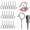 Tongboke Set di 20 Gancio Muro a Vite M4, Q-Hanger Argento, Gancio a Vite Soffitto, Occhielli a Vite per Appendere Cestini di Piante, Ganci a vite per Teloni, Catene Luminose e Decorazioni Natalizie (1)