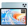 POPUX TAB G6 Android 16 Tablet 11 Pollici, 4G LTE 90Hz, 30GB RAM+256GB ROM/TF 2TB, Octa-Core Tablet con Sim, 8000mAh/Gemini AI/Widevine L1/13MP+5MP/OTG/BT5/FACE ID/Doppi altoparlanti/3.5mm Jack-Blu