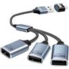 Duttek Cavo di ricarica rapida USB 3 in 1, cavo di ricarica multiplo maschio e femmina con 1 adattatore USB A a C, supporta il trasferimento dati, ricarica per smartphone, tablet, dispositivi
