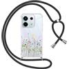 Yoedge Cover con Cordino per Xiaomi Redmi Note 13 Pro 5G/Poco X6 5G 6,67, Trasparente Disegni Fiori Custodia con Collana Tracolla Laccio Collo, Sottile TPU Silicone + PC Case per Redmi Note 13 Pro,02