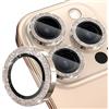 Coiwxmoi Protezione Fotocamera per iPhone 16 Pro/16 Pro Max,Glitter Posteriore Copri Telecamera Pellicola Vetro Camera Proteggi Obiettivo HD Trasparente Durezza 9H Anti-graffio Bling Lente,Oro