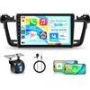 Rimoody 4G+64G Rimoody Android Autoradio per Peugeot 508 2012-2016 9 Pollici HD Stereo Auto con Wireless Carplay Android Auto Navi GPS Mirror Link Bluetooth WiFi/FM/RDS/EQ/SWC/USB Telecamera Posteriore