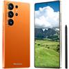 Maustron Smartphone Android 15 5G C26Ultra | Display da 6,8 pollici | 8 GB di RAM + 256 GB di ROM (espandibile fino a 128 GB) | Dual-SIM | Doppia fotocamera | Riconoscimento facciale | Orange