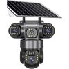 KVBRUI Telecamera Solare 4G SIM da Esterno, 3 Lenti, 3 schermi, Zoom 10X, PIR, rilevamento Umano, Impermeabile, Visione Notturna, Protezione di Sicurezza CCTV(4G Camera)