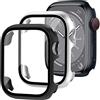 KUSINHOKA Cover per Apple Watch Series 8 45mm/SE 2022 44mm, [2 Pezzi] Custodia Protezione in Vetro Temperato Integrata, Schermo Protettiva Ultra Sottile HD Clear PC Rigida Cover, Nero