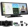 Tallflly 10,26 Pollici Schermo Per Auto per Apple Car play e Android Auto Wireless, Schermo Carplay Auto con Dash cam 4K/Telecamera Posteriore HD 1080P/Bluetooth/FM/AUX/64G TF/Mirror Link/Assistente Vocale/GPS