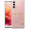 TULLUN Custodia per telefono personalizzata per Samsung Galaxy A32 5G, in plastica rigida trasparente, cover personalizzata con nome orizzontale e fondo a forma di cuore stile individuale con le tue