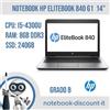 HP Notebook Hp EliteBook 840 G1 Cpu i5-4300u 8Gb Ram 240gb SSD W11P Batteria Nuova