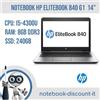 HP Notebook Hp EliteBook 840 G1 Cpu i5-4300u 8Gb Ram 240gb SSD W11P Batteria Nuova