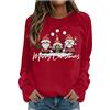 Generico Felpa Donna Natale - Oversize Pullover Natale Maglione Natalizio Famiglia Morbido Elegante Renna Maglie Felpa Christmas Sweatshirt Natalizia Termica Montagna