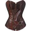 WLFFW Corpetto Pelle Donna Steampunk Bustino Corpetto Cerniera (EU(34-36) M, Marrone)