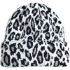 SMTCM Berretto a maglia leopardata invernale lavorato a maglia, motivo leopardato, berretto invernale da donna, con stampa animale, cappello da sci, per donne e uomini all'aria aperta, bianco, M(55-60CM)