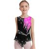 HULIJA Abito Acrobatico Per Bambina Strass Glitter Abito Per Pattinaggio Sul Ghiaccio Senza Maniche Tuta Da Balletto Mesh Patchwork Tuta Da Danza Rosa scuro 9-10 anni