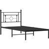vidaXL Struttura letto con testiera in metallo nero 100x200 cm