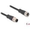 Delock - Cavo di prolunga di rete - da 8 pin M12-A (M) a 8 pin M12-A (W) - 5,0 m - 6 mm - S/FTP - CAT 5e - Nero (