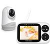 Hellobaby Baby monitor HelloBaby con videocamera, schermo IPS da 3,2 pollici, visione notturna, baby monitor senza Wi-Fi, funzioni di rotazione, inclinazione e zoom, monitoraggio della temperatura, audio bidirezionale