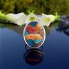 Anello In Argento Sterling 925 Con Pietra Turchese Naturale Nice Oyster