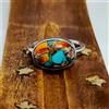 Anello Fatto a Mano In Argento Sterling 925 Turchese Gemma Oyster Multi-Color