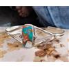 Bracciale In Argento Sterling 925 Con Gemma Turchese Rame Ostrica