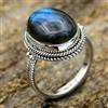 Reale Pietra Labradorite 925 Argento Sterling Artigianale Anello Tutte le Misure