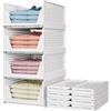 Qurxuanwe 4 Pezzi Organizer Armadio Impilabili, Cassettiera Plastica Pieghevole, Scatole Portaoggetti per Guardaroba, Organizzatore Abiti Salvaspazio per Armadio Vestiti, Camera Letto,Casa,Cucina,Bagno (Bianco)