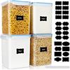 UMILKI 5.2L Contenitori Alimentari per Cereali 4 Pezzi, Contenitori Ermetici per Alimenti Cucina Plastica con Coperchio, Barattoli Ermetici per Alimenti, Porta Pasta, Contenitori Cereali per Muesli,Farina