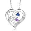 lorajewel Collana da Donna Personalizzata con Nome Pietra di nascita Collana per la Mamma Ciondolo a Cuore in Argento 925 Regalo per Festa della mamma Compleanno Natale (2 Nome)