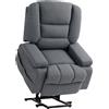 Poltrona Alzapersona Reclinabile Con 8 Punti Massaggianti, In Tessuto Effetto Lino, 97x90x102 Cm, Grigio