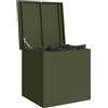 vidaXL Scatola di Stoccaggio Esterno Verde Oliva 55 x 50,5 x 50 cm, Cassa da Giardino, armadietto Rettangolare, Mobile Resistente al Tempo, organizzatore in Acciaio, Soluzione duratura