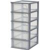 Iris Ohyama Cassettiera in Plastica, Portaoggetti, 5 Cassetti Medi, Grigio, Apertura Facile, Formato A4, A5 e A6, Organizzatore, Per Ufficio, Scuola, Cartoleria, Senza BPA, Contenitore, OCH-2005