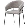Cribel POLTRONA ARTEMISIA in Tessuto Tortora con Gambe Nere | Set 4 Sedie Moderne Imbottite per Casa, Bar, Ristoranti Eleganti e Hotel | 52x57x81 cm