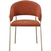 Cribel POLTRONA ARTEMISIA in Tessuto Ruggine con Gambe Oro | Set 4 Sedie Moderne Imbottite per Casa, Bar, Ristoranti Eleganti e Hotel | 52x57x81 cm