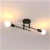 DELIPOP 2 Luci Lampadario Sputnik Industriale, Nero Plafoniera Soffitto E27, Lampada da Soffitto Vintage in Metallo per Soggiorno, Camera da Letto, Cucina, Sala da Pranzo, Corridoio