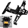 Mulcort Supporto targa moto con luci a LED Portatarga in lega di alluminio universale nero