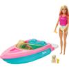 Barbie Doll and Boat Playset with Pet Puppy, Life Vest and Accessories, Fits 3 D
