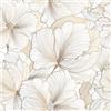 FunStick 44.5CMx9M Carta da Parati Floreale Bianco e Oro Ginkgo Foglie e Fiori Carta Adesiva per Mobili Floreale Armadio Soggiorno Beige Oro Rivestimento Camera da Letto Pellicola Adesiva Pareti Bagno