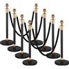 StarTech Pali di delimitazione Sistema di guida persone - Set di cordoni di delimitazione 8 pezzi - Corde in velluto 6x 1,5 m - Base riempibile - Per concerti, mostre, hotel, cinema - Nero