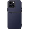 Kepuch Cover per iPhone 16 Pro Max - Custodia Case Piastra Metallica Incorporata Litchi Grano - Blu
