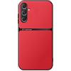 Kepuch Cover per Samsung Galaxy S24 FE - Custodia Case Piastra Metallica Incorporata Litchi Grano - Rosso