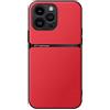 Kepuch Cover per iPhone 15 Pro Max - Custodia Case Piastra Metallica Incorporata Litchi Grano - Rosso