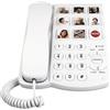 KiBcsLic Telefono Fisso con Filo, Tasti Grandi, Emergenza SOS, 8 Foto, Selezione Rapida, Volume Regolabile, suoneria per Nonni