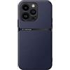Kepuch Cover per iPhone 16 Pro - Custodia Case Piastra Metallica Incorporata Litchi Grano - Blu