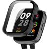 KUTEWEU Cover Compatibile con Xiaomi Redmi Watch 3, PC Custodia Rigida con Vetro Temperato, Protezione completa 9H Anti-Graffio Cover Compatibile con Xiaomi Redmi Watch Lite 3 (Black)