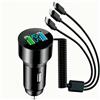 Hawpasy Caricabatterie Auto USB C 81W Allume Sigari con Multi Porte di Ricarica Rapida, Cavo a Spirale Integrato da 1,5 m, Compatibile con Smartphone, Tablet, Orologi Intelligenti e Dispositivi 12V 24V