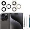 Dakexiong Kit di 3 lenti sostitutive per iPhone 15 Pro Max 6,7 pollici, vetro posteriore sostitutivo con adesivo incluso, protezione anti-graffite e impermeabile, con kit di riparazione