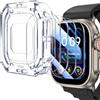 UniqueMe 4 Pezzi Pellicola Protettiva per Apple Watch Serie 8 49mm Vetro Temperato, Senza Bolle, Trasparente HD Schermo Protettivo Facile con con Kit D'Installazione, Anti-Scratch