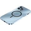 Hehuo Magnetic Charging Aluminum Metal Bumper Matte Shell for Iphone 16 Pro Max Case, Anti-Collision Matte Protective Case Compatible With Magsafe for Iphone Series (14Promax,Blue)
